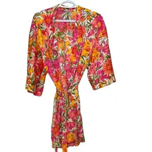 Vintage French  Maid lightweight dressing gown in colours that pop